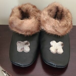 Faux Fur Trimmed Slippers